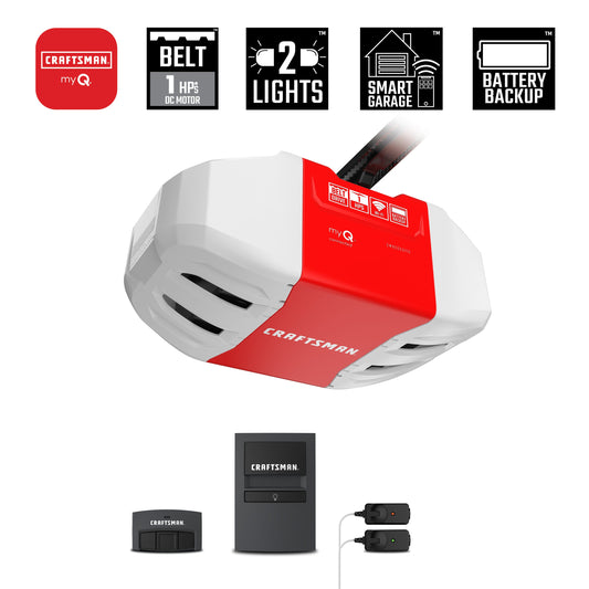CRAFTSMAN 1-HP CMXEOCG773 Smart Belt Drive Garage Door Opener Wi-fi Compatibility Battery Back-up CMXEOCG773