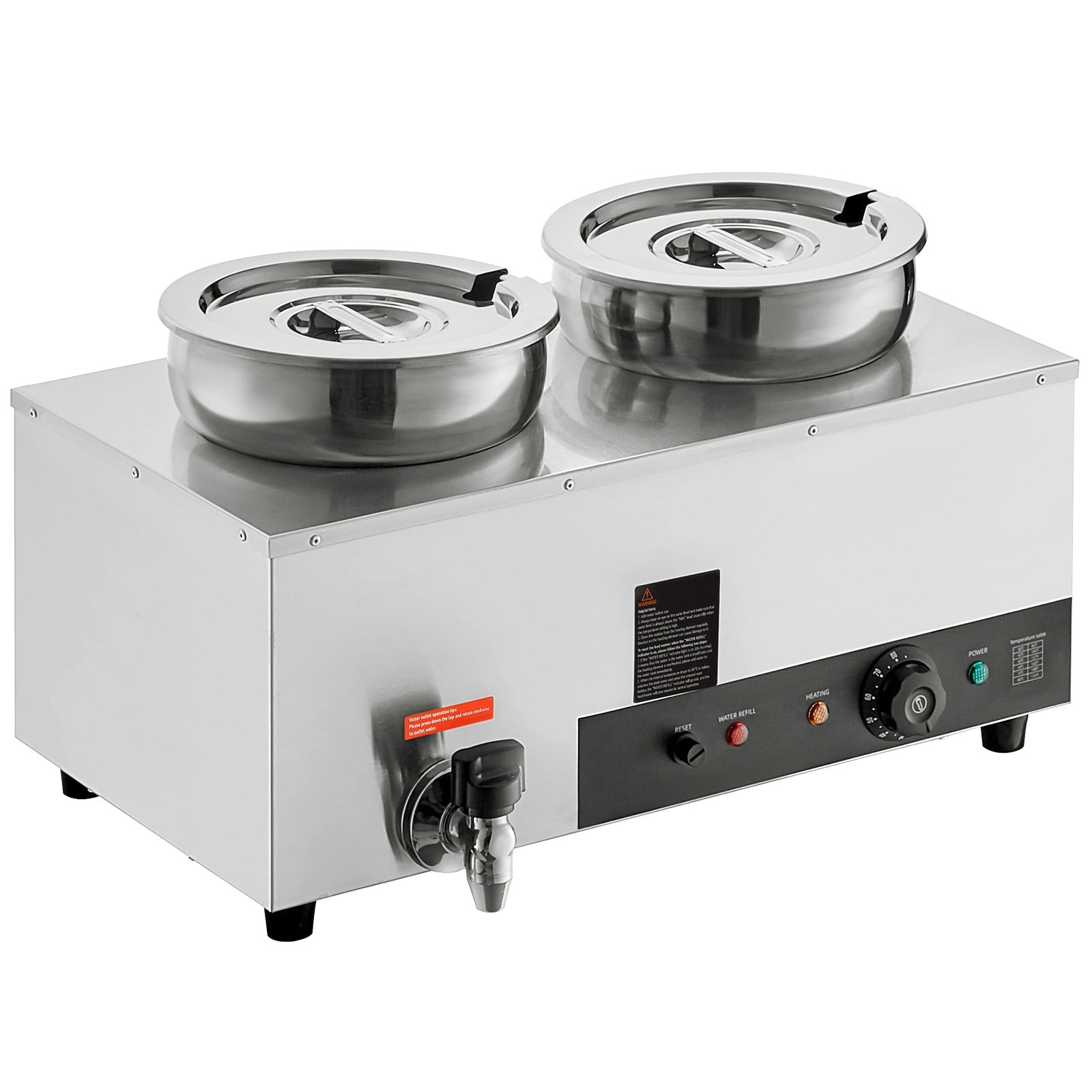 VEVOR 2-Station 14.8-Quart Commercial/Residential Electric Food Warmer BW2274QT1200WGG9TV1