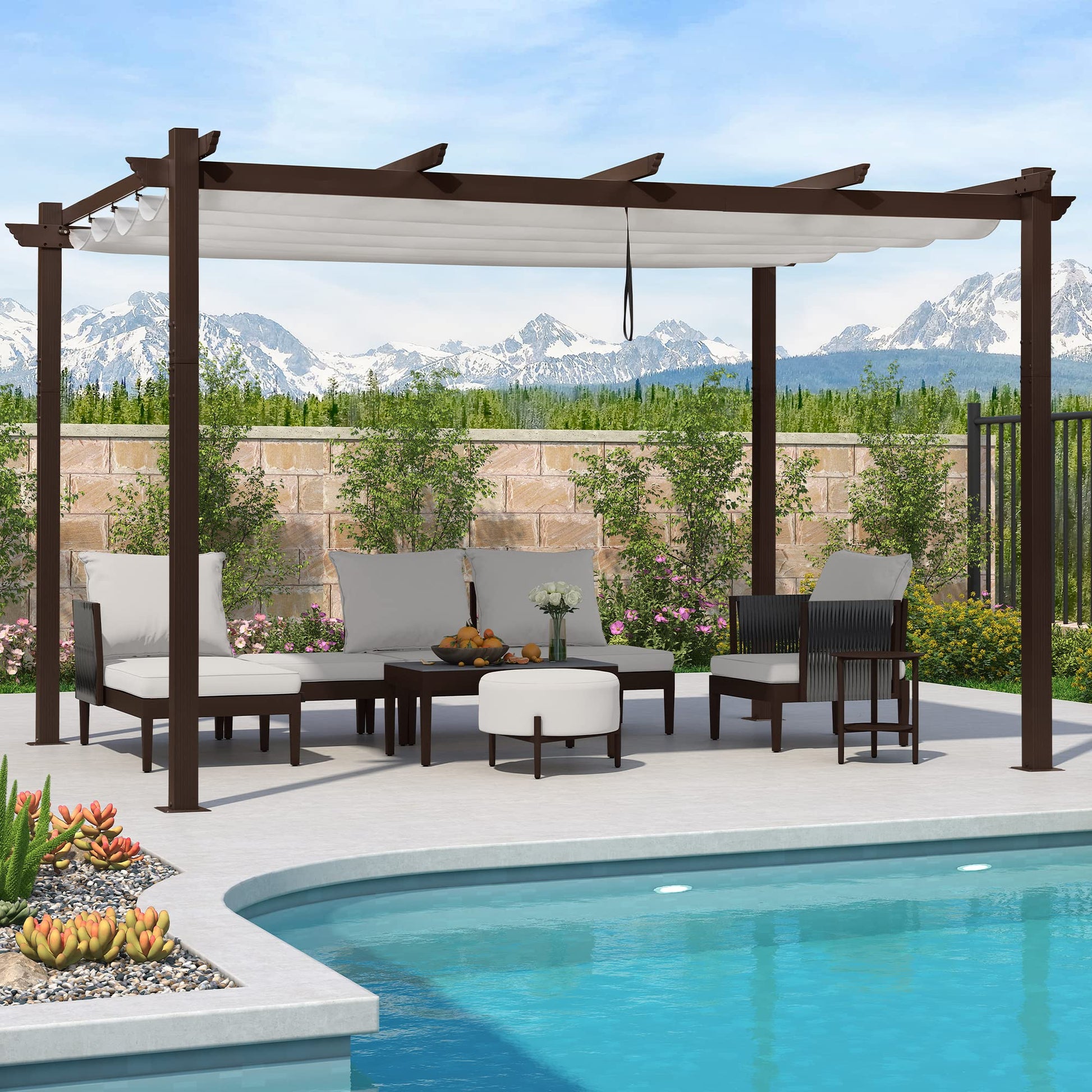 PURPLE LEAF Pergola 10-ft W x 13-ft L x 8-ft H White Metal Freestanding Pergola with Canopy