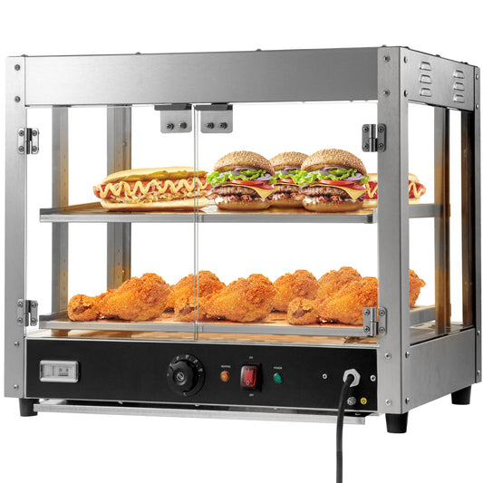 VEVOR 800W 2 Tier Food Warmer Hot Dog Toaster with Bun Warmer SPBWJCYBXGGHBTNRNV1