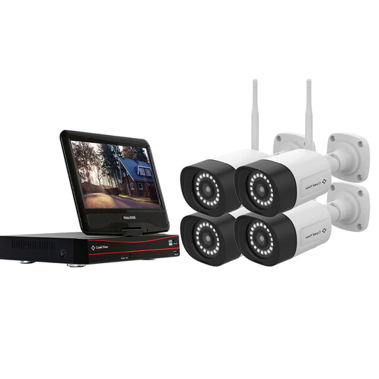 Crystal Vision Indoor/Outdoor 4-Camera Hardwired Floodlight 1Tb Hard Drive Security Camera System CVT804C-35WB1TB