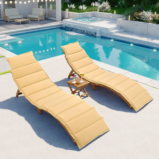 ModernLuxe / Set of 2 Brown Wood Frame Stationary Chaise lounge Chair with Brown Cushioned Seat