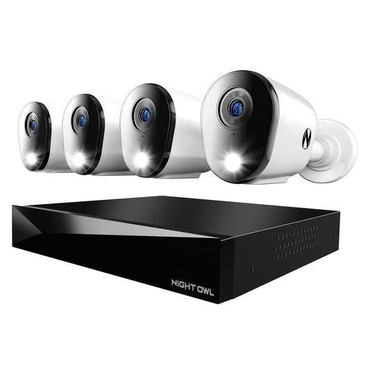 Night Owl FTD8 Indoor/Outdoor 12-Channel 4-Camera 4K Hardwired Spotlight 1Tb Hard Drive Security Camera System FTD8-81-4L