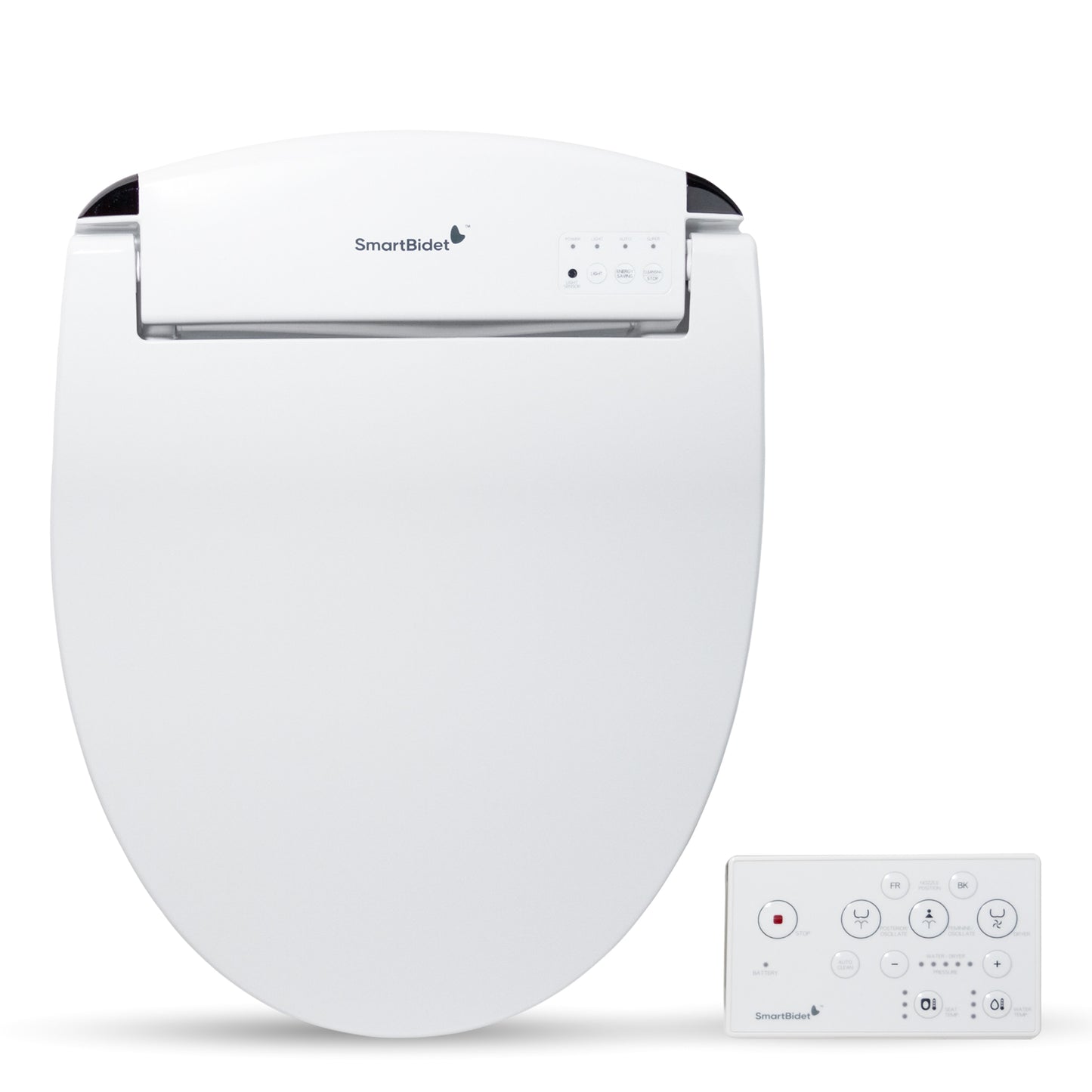 SmartBidet Plastic White Round Slow Close Feature Heated Bidet Function Toilet Seat