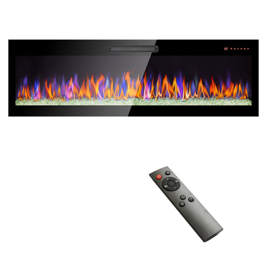 Clihome 60-in W Black Fan-forced Electric Fireplace CL-CB73306