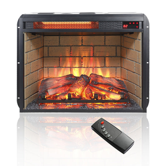 Clihome 24-in W Black TV Stand with Infrared Quartz Electric Fireplace CL-CB71294