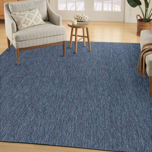 Nourison Home 9 x 12 (ft) Loomed Navy Blue Rectangular Indoor/Outdoor Geometric Machine washable Area rug