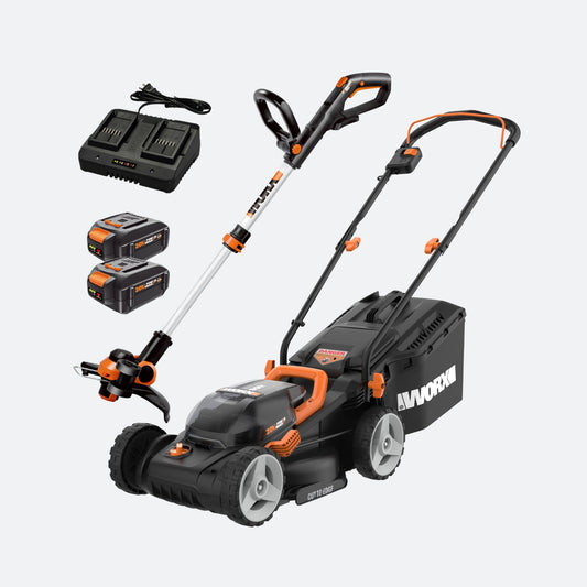 WORX Power Share 20-volt Max Cordless Battery String Trimmer Lawn Mower Combo Kit (Battery & Charger Included) WG934
