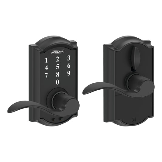 Schlage Touch Camelot-Accent Matte Black Electronic Handle Touchscreen Keypad FE695 CAM 622 ACC