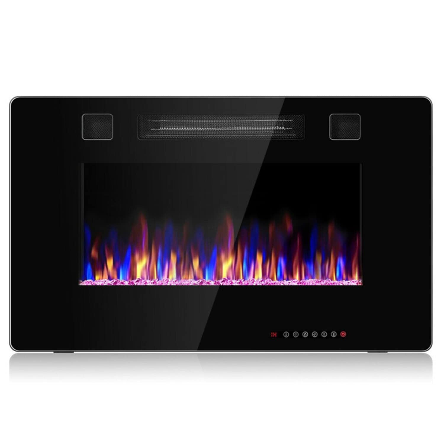 Mondawe 30-in W Black Infrared Quartz Electric Fireplace MO-EP24702
