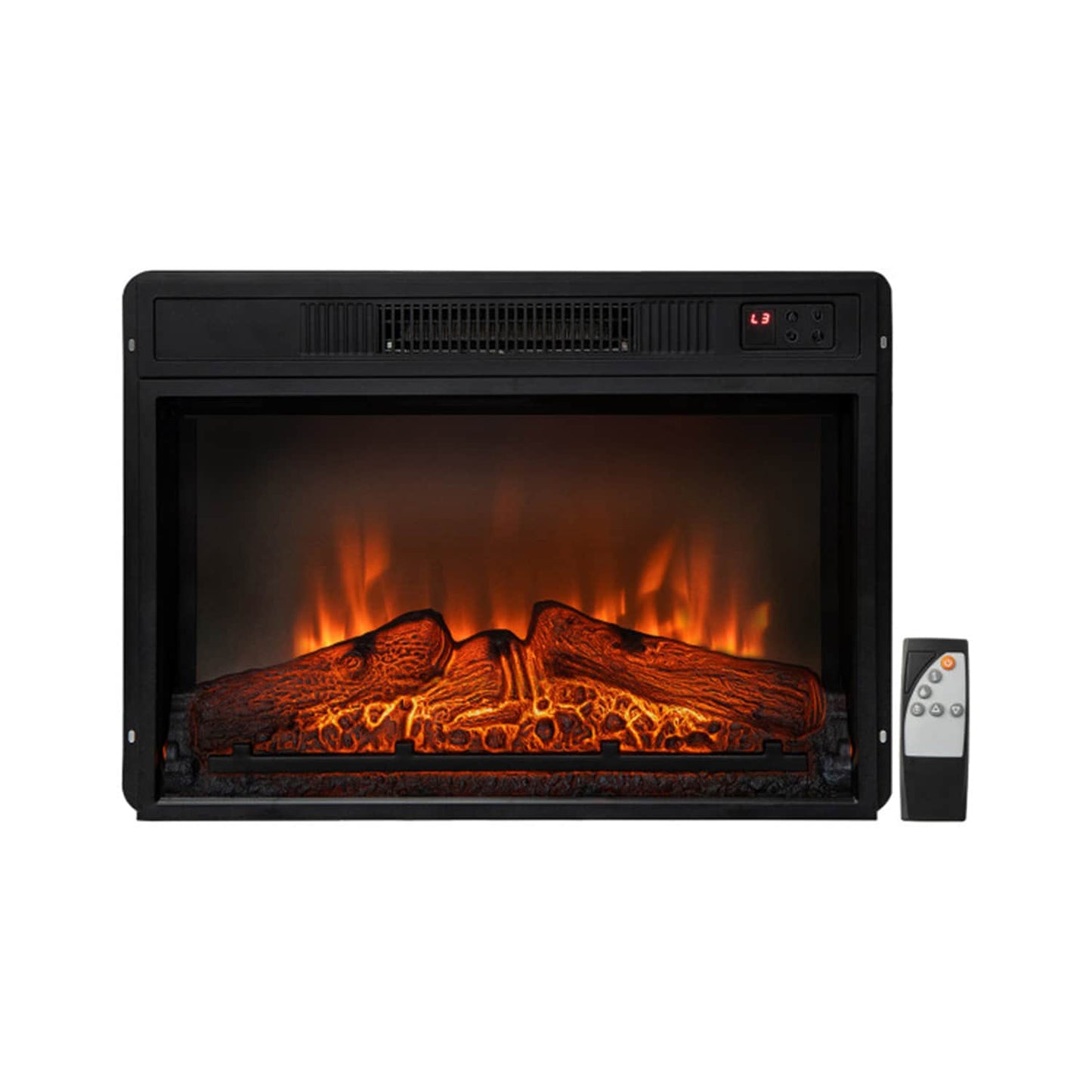 Mondawe 25-in W Black TV Stand with Infrared Quartz Electric Fireplace MO-FP10194US-BK