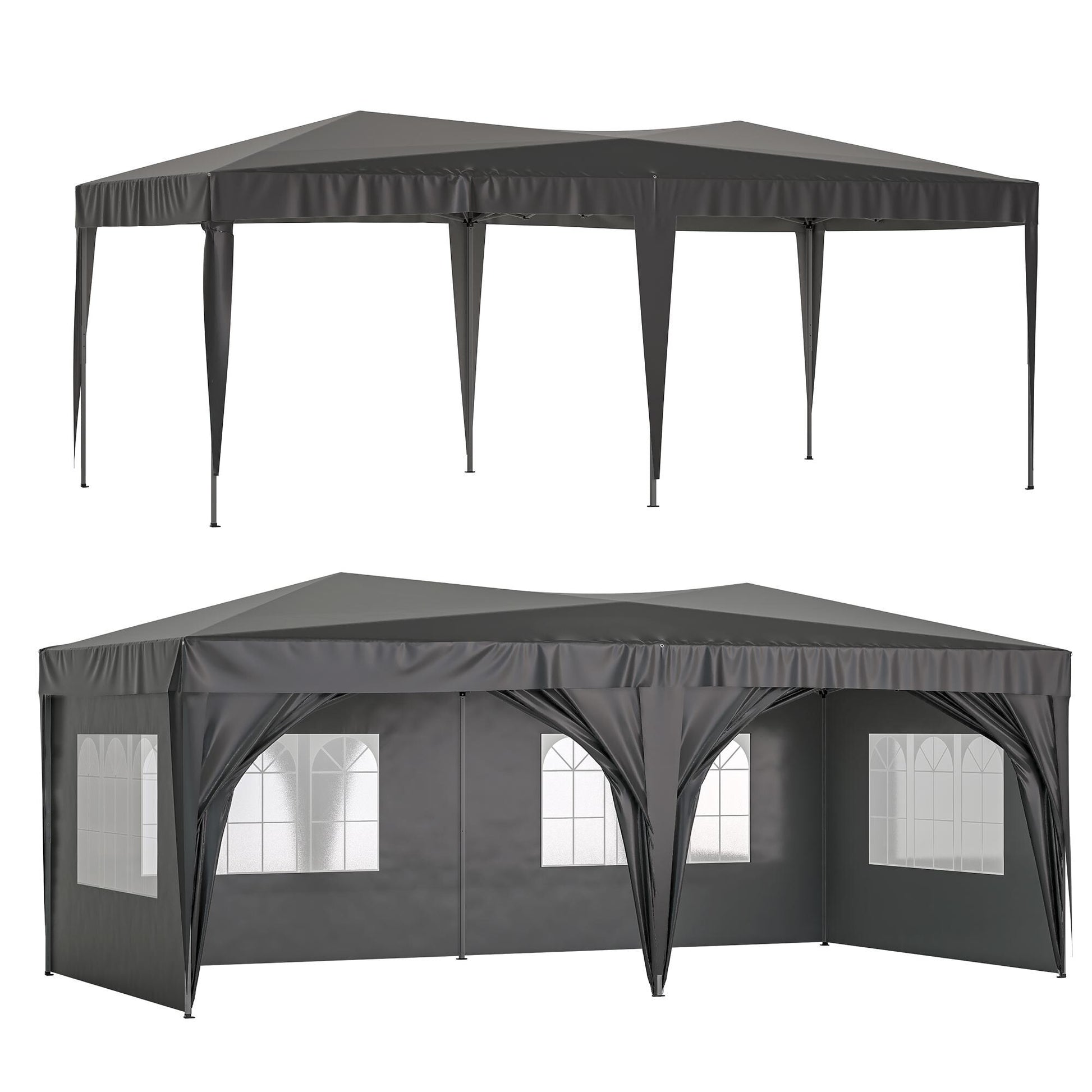 Bayfeve 20-ft x 10-ft Rectangle Black Pop-up canopy
