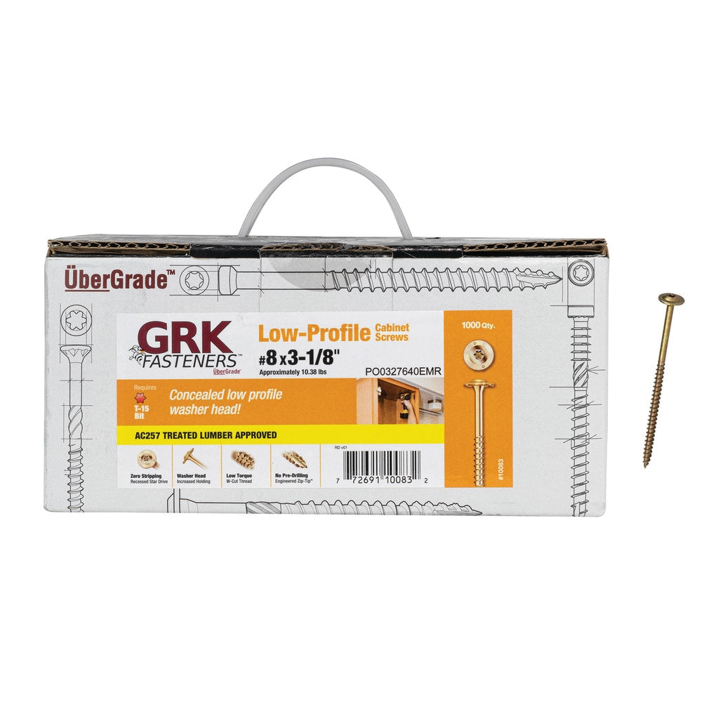 GRK Fasteners #8 x 3-1/8-in Polymer CABINET Interior Cabinet Mounting Screws (1000-Per Box) 10083
