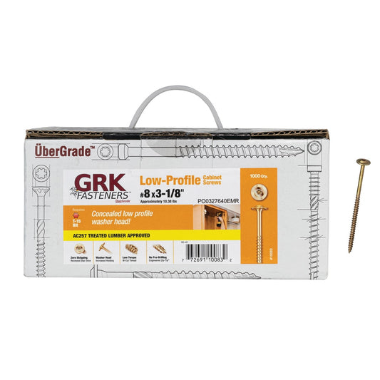 GRK Fasteners #8 x 3-1/8-in Polymer CABINET Interior Cabinet Mounting Screws (1000-Per Box) 10083
