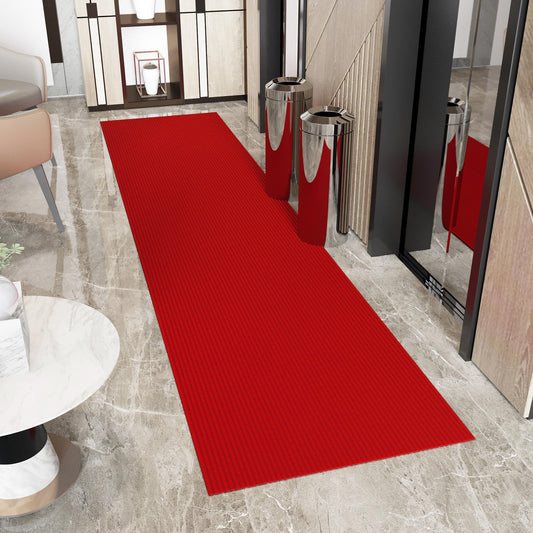 Ottomanson 3 ft 11 in x 49 ft Extra Long Hallway Runner 4 x 49 (ft) Loomed Red Rectangular Indoor/Outdoor Solid Industrial Pet Friendly Runner rug