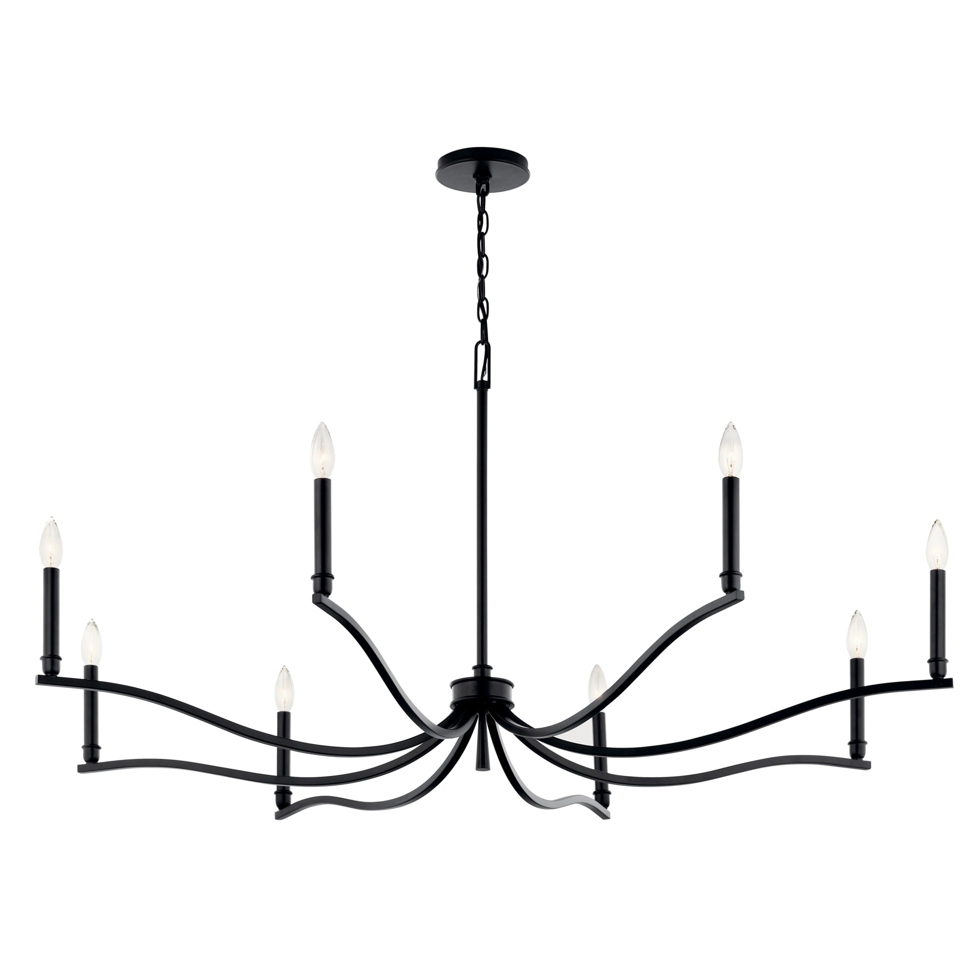 Kichler Malene 8 -Light Black Traditional Bare bulb For Use in Bedrooms, Dining Rooms, Foyers, Kitchens, Living Rooms Chandelier 6297686