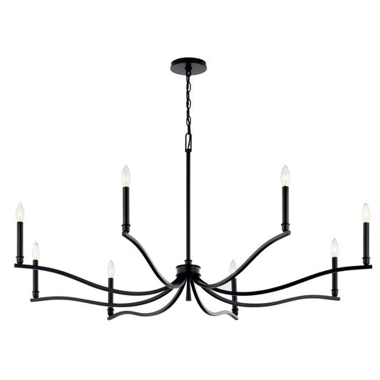 Kichler Malene 8 -Light Black Traditional Bare bulb For Use in Bedrooms, Dining Rooms, Foyers, Kitchens, Living Rooms Chandelier 6297686