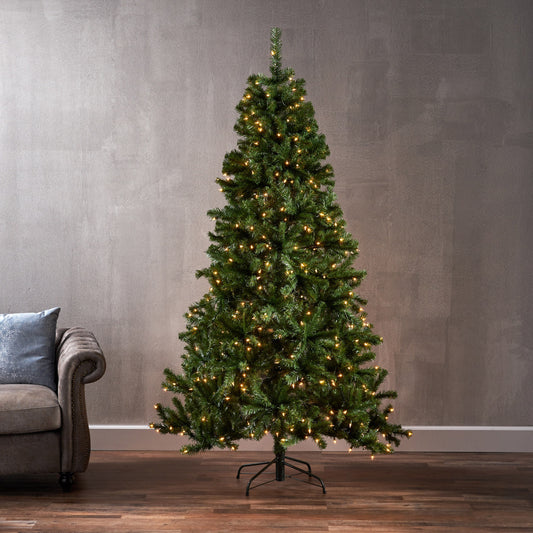 AAZJ 7-ft Noble fir Pre-lit Pencil Artificial Christmas Tree with White LED Lights