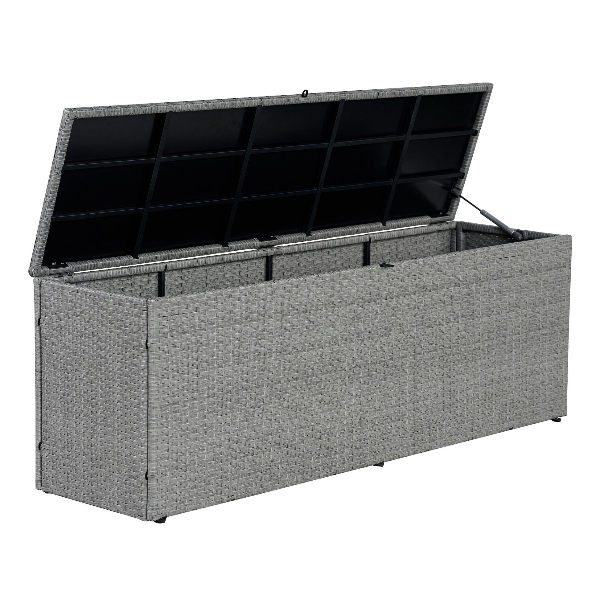 happimess Nino Modern Minimalist Faux Wicker 73.31-Gallon Gray Plastic Deck Box