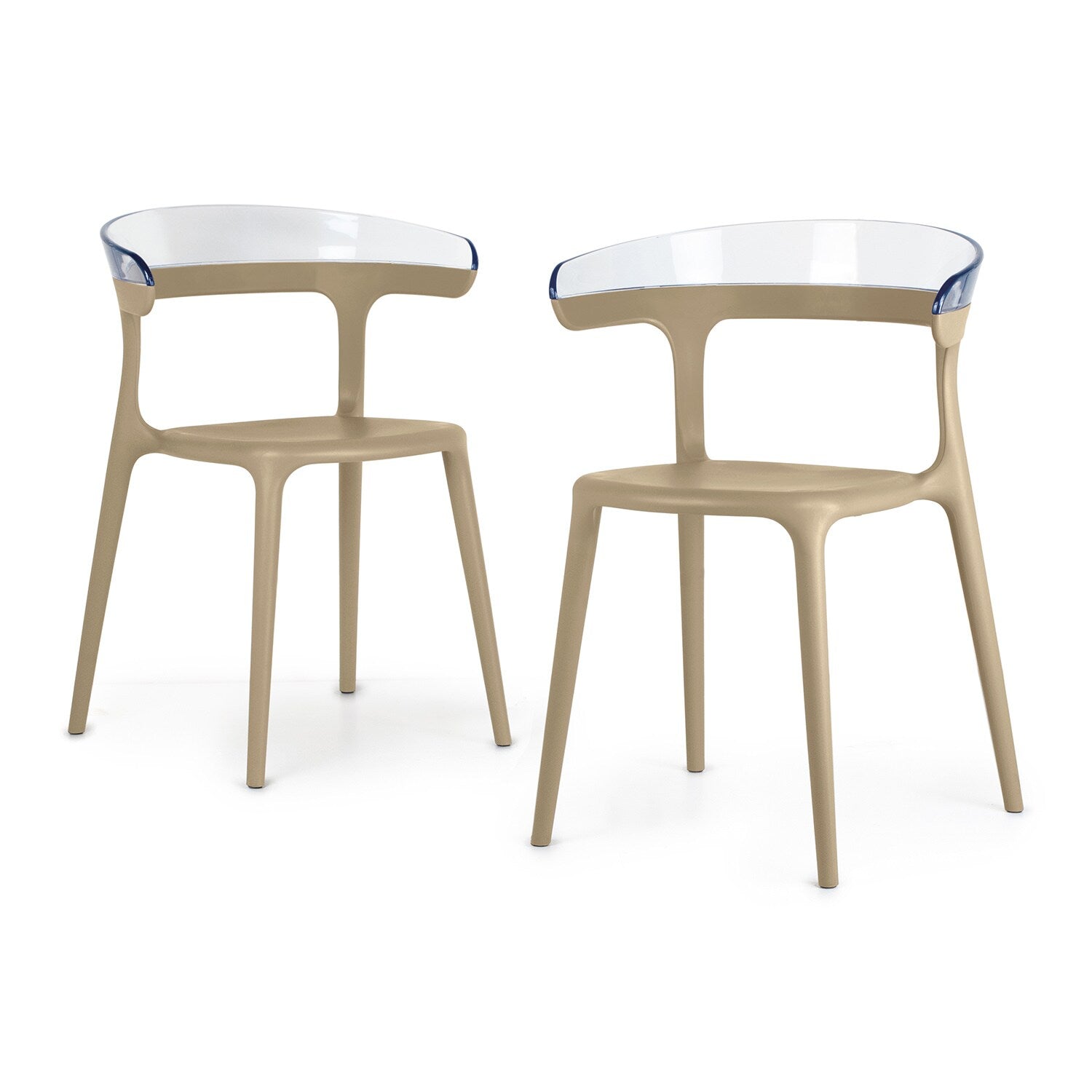 World Rug Gallery SeriesW1 Set of 2 Stackable Taupe White Resin Frame Stationary Dining Chair with Solid Seat