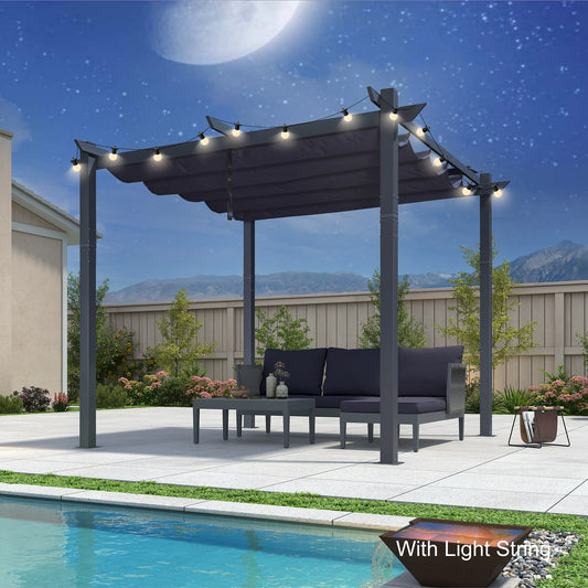 PURPLE LEAF 10-ft W x 10-ft L x 8-ft H Navy Blue Metal Freestanding Pergola with Canopy