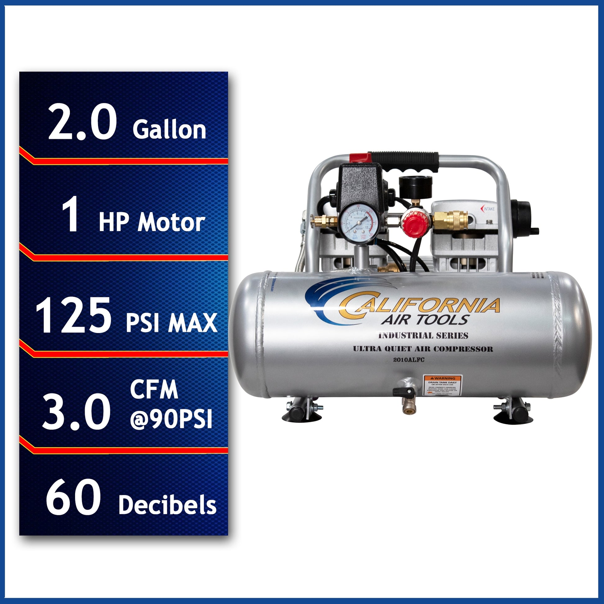 California Air Tools 2-Gallon Portable Electric 125 PSI Horizontal Air Compressor 2010ALFC
