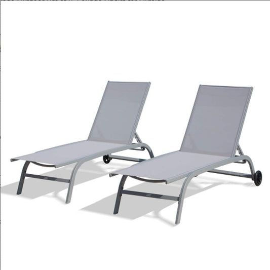 ZAKLOOP Lounge Chairs Set of 2 Stackable Gray Stationary Recliner Chair with Gray Mesh Seat