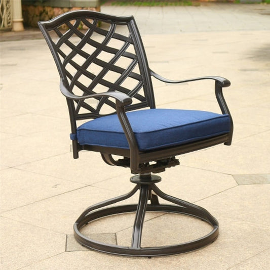 ZAKLOOP Rocker Chair Set of 2 Black Rocking Chair with Blue Cushioned Seat