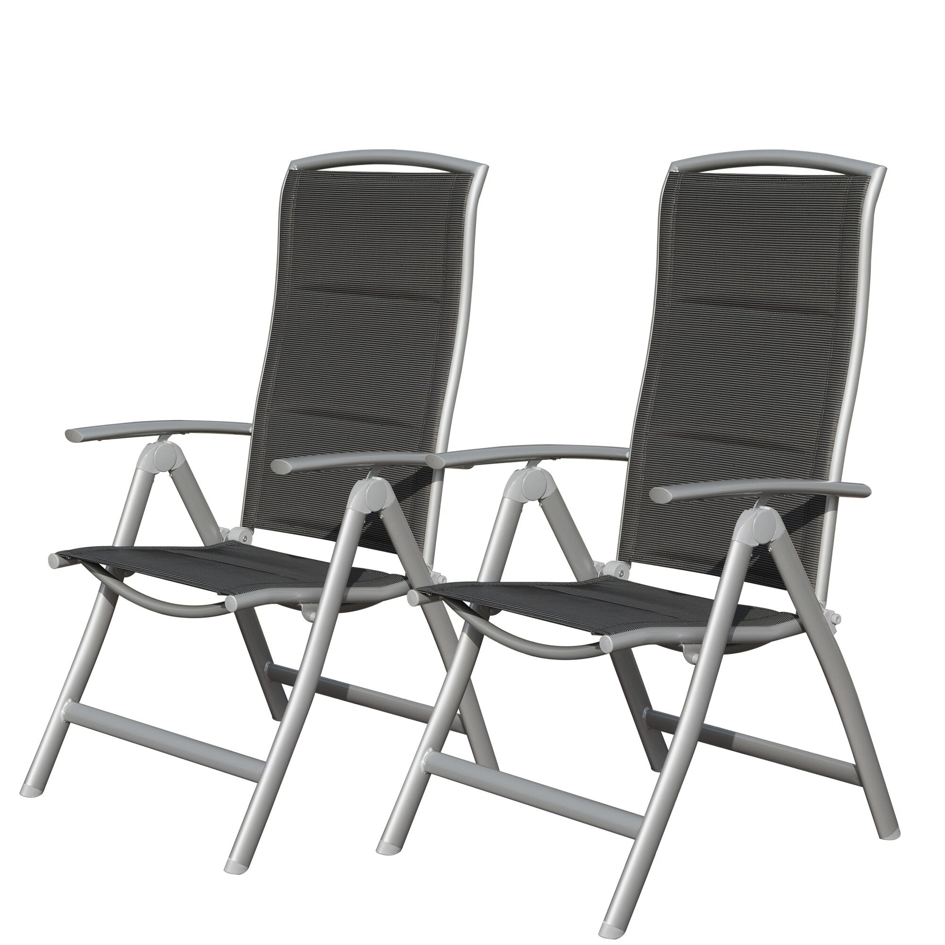 CESICIA PatioÂ Chairs Set of 2 Stackable Black Aluminum Frame Stationary Conversation Chair with Solid Seat