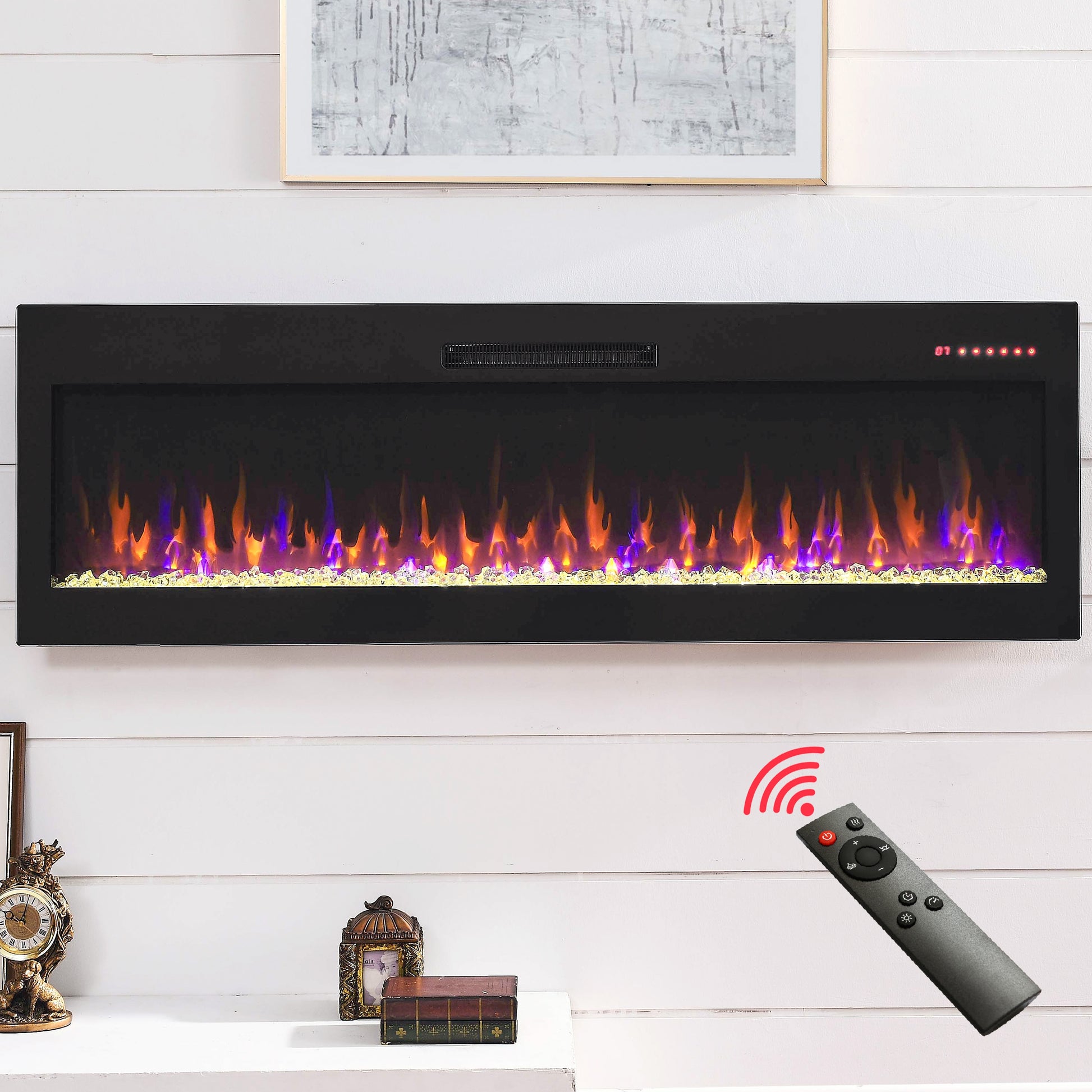 ToolCat 36-in W Antique Black Fan-forced Electric Fireplace MGG3-14-CEMFP