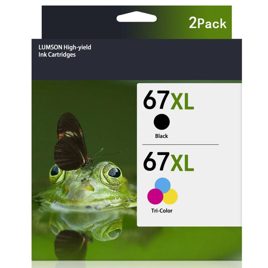 67xl Ink Cartridges 2 Pack (Black, Tri-Color) Compatible for HP Envy 6055 6055e 6400e 6455e 6458e Deskjet 2742e 2752e 2755e Printer