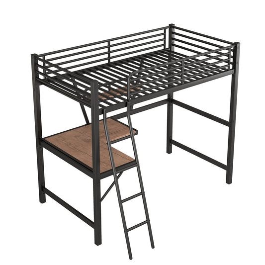 Nestfair Twin Black Metal Bed Frame with Headboard
