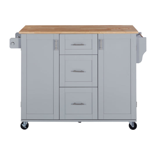 Kahomvis MDF Base with Wood Wood Top Rolling Kitchen Island ( 17-in x 50-in x 36.9-in )