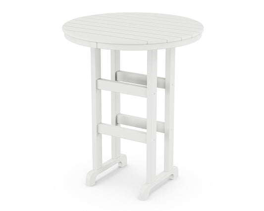 POLYWOOD Tables Round Outdoor Bar height Table 35.13-in W x 35.13-in L with Umbrella Hole