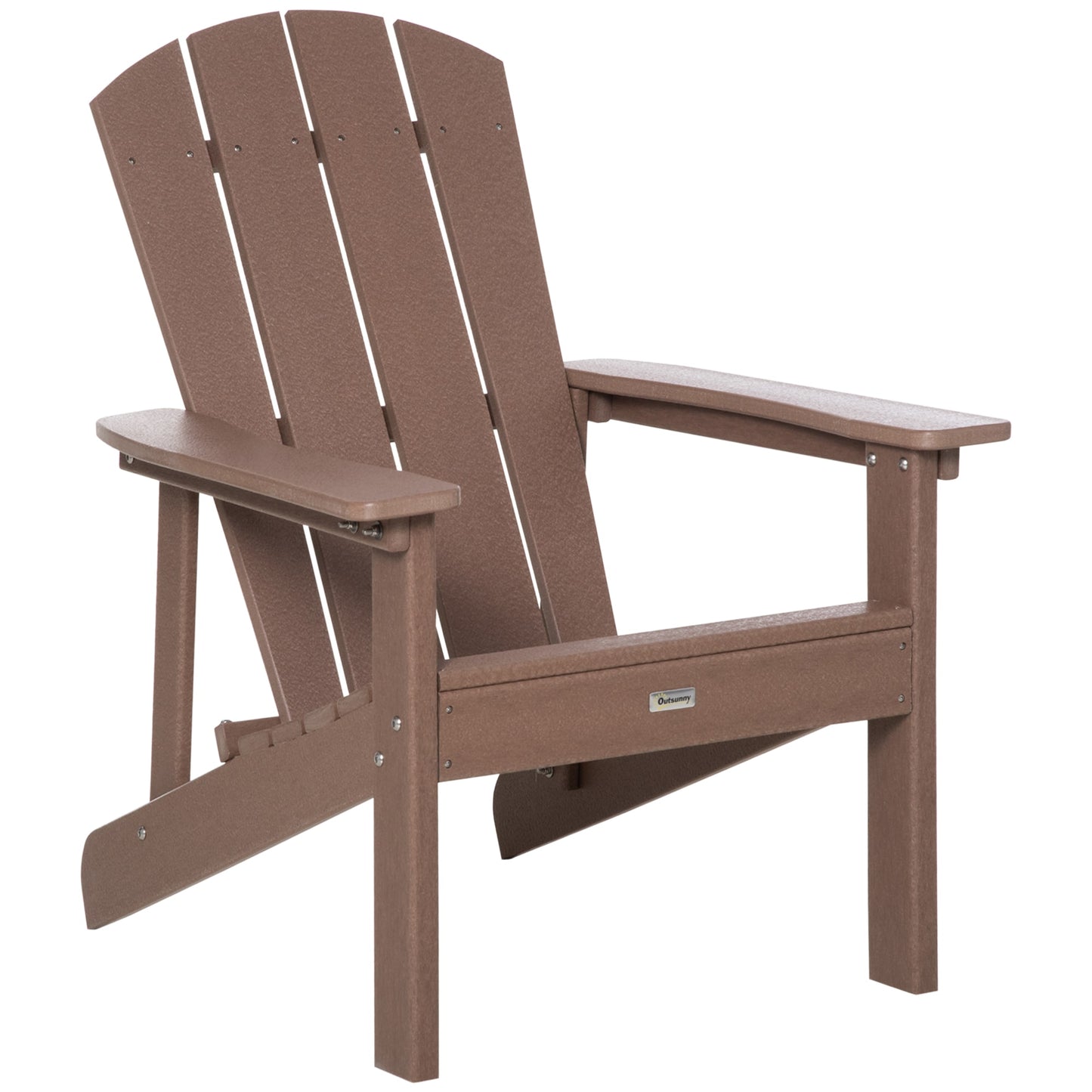 Forclover Adirondack chairs Brown Polyethylene Frame Stationary Adirondack Chair with Solid Seat