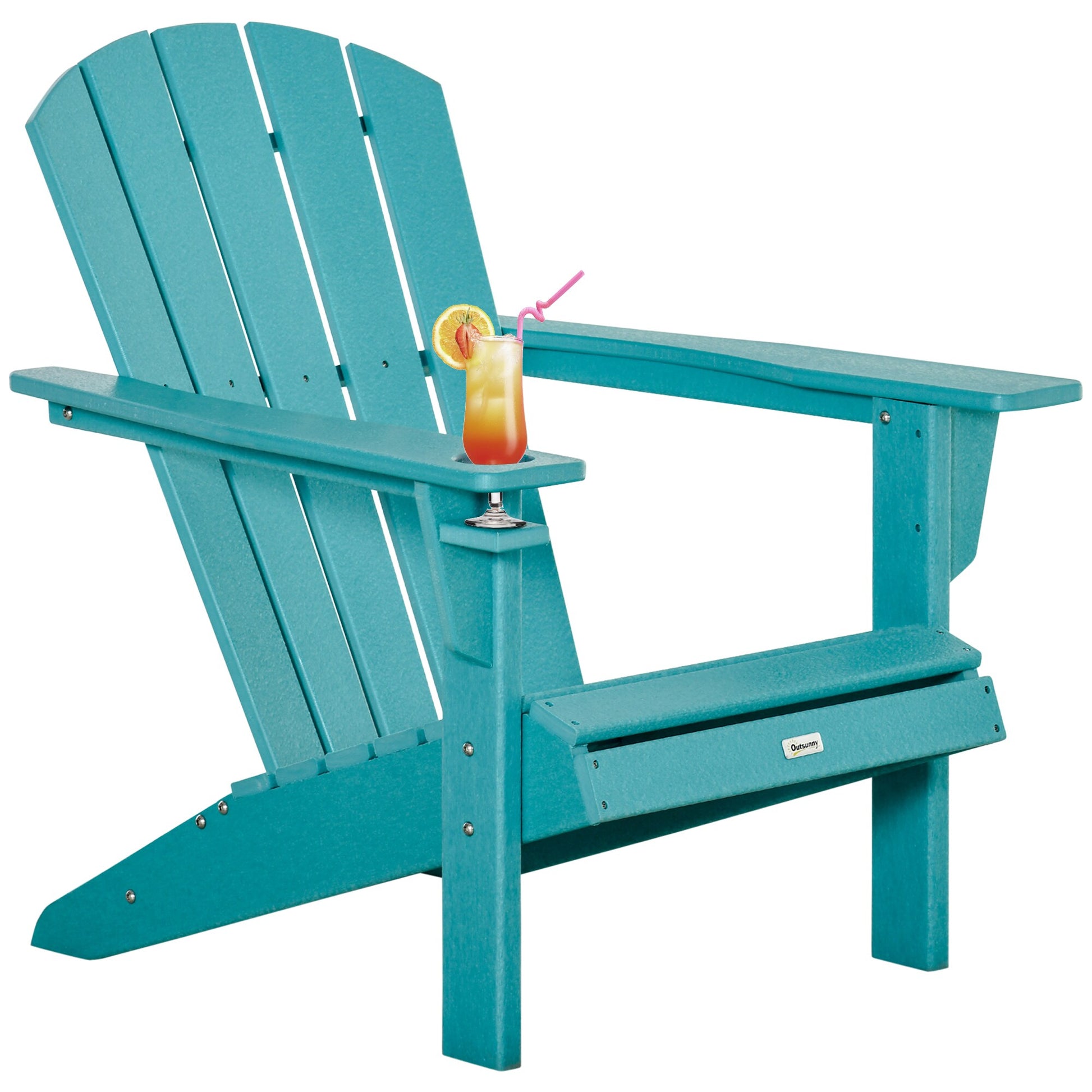 Forclover Adirondack chairs Green Polyethylene Frame Stationary Adirondack Chair with Solid Seat