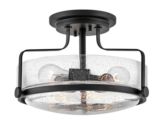 Hinkley Harper 3 -Light 14.5-in Satin Black Semi Flush Mount Light 6588872