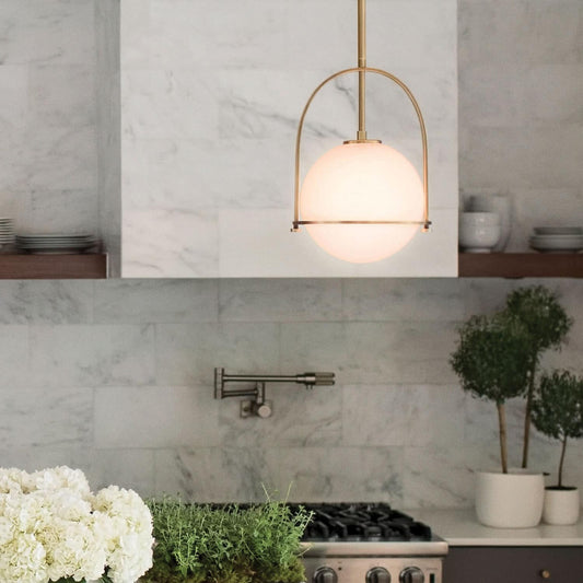 Hinkley Somerset Heritage Brass Transitional Etched glass Globe Small Hanging Pendant light 6588910