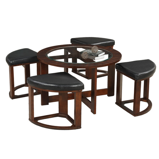 Roundhill Furniture Glass Clear 36-in W x 19-in H Coffee Table