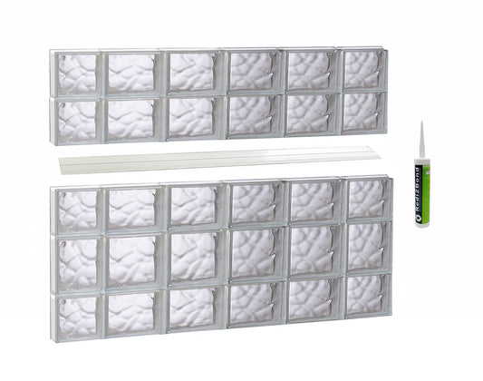 REDI2SET Wavy Glass 42-1/2-in x 32-3/4-in Frameless Replacement Glass Block Window
