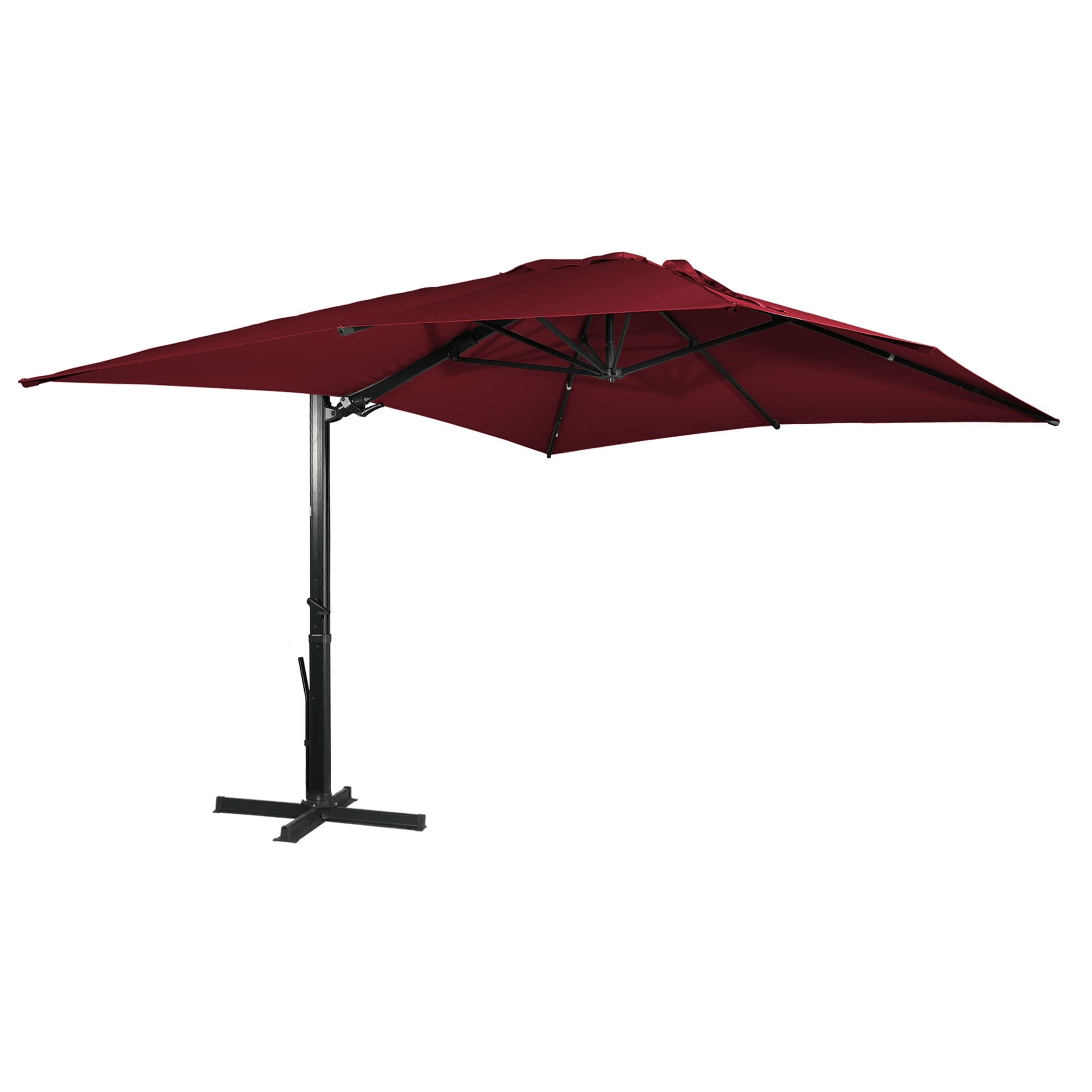 Clihome 13-ft Aluminum Red Crank Cantilever Patio Umbrella