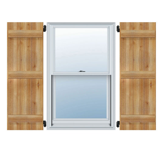 Ekena Millwork 26.875-in W x 70-in H Unfinished Paintable/Stainable Board and batten Wood Exterior Shutters ( 2 -Pack )