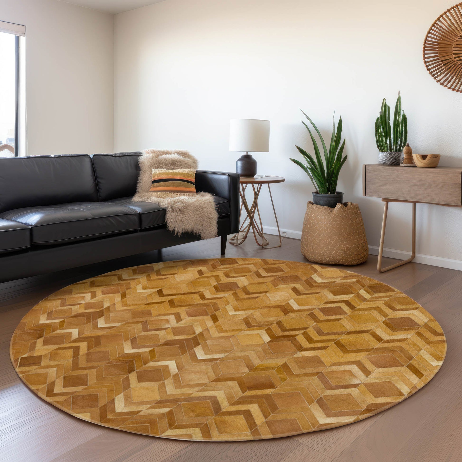 Addison Rugs Mayfield AMF100BR 8 x 8 (ft) Loomed Brown Round Indoor Abstract Machine washable Pet Friendly Area rug