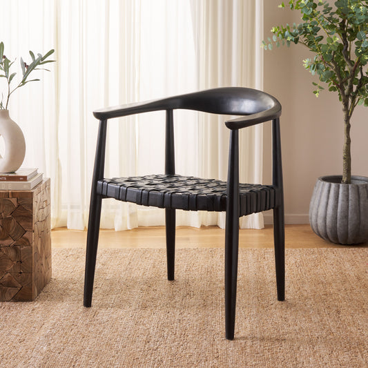 Safavieh Casual Black Leather Accent Chair