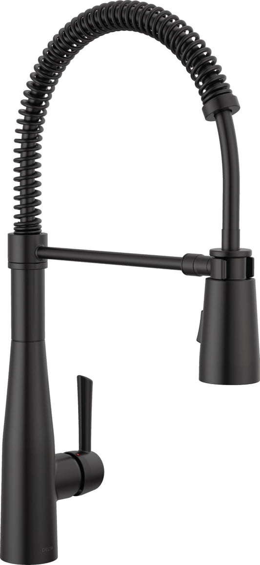 Delta Essa Matte Black Single Handle Deck-mount Pull-down Kitchen Faucet with Sprayer ( Deck Plate Included )