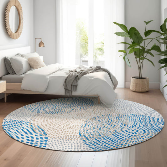 Addison Rugs Mayfield AMF586IV 8 x 8 (ft) Loomed Ivory Round Indoor Geometric Machine washable Pet Friendly Area rug