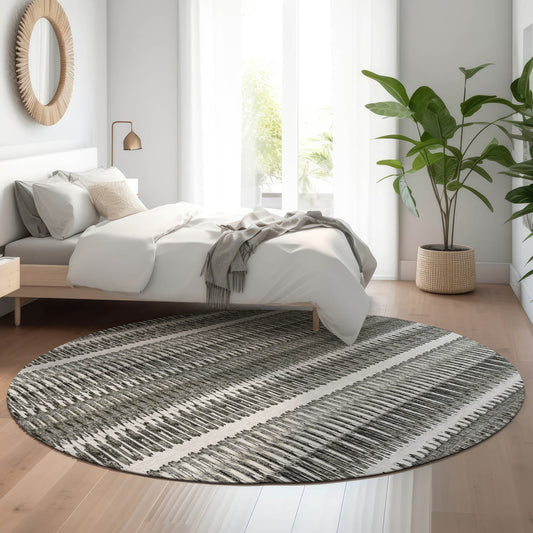 Addison Rugs Mayfield AMF589GY 8 x 8 (ft) Loomed Gray Round Indoor Geometric Machine washable Pet Friendly Area rug