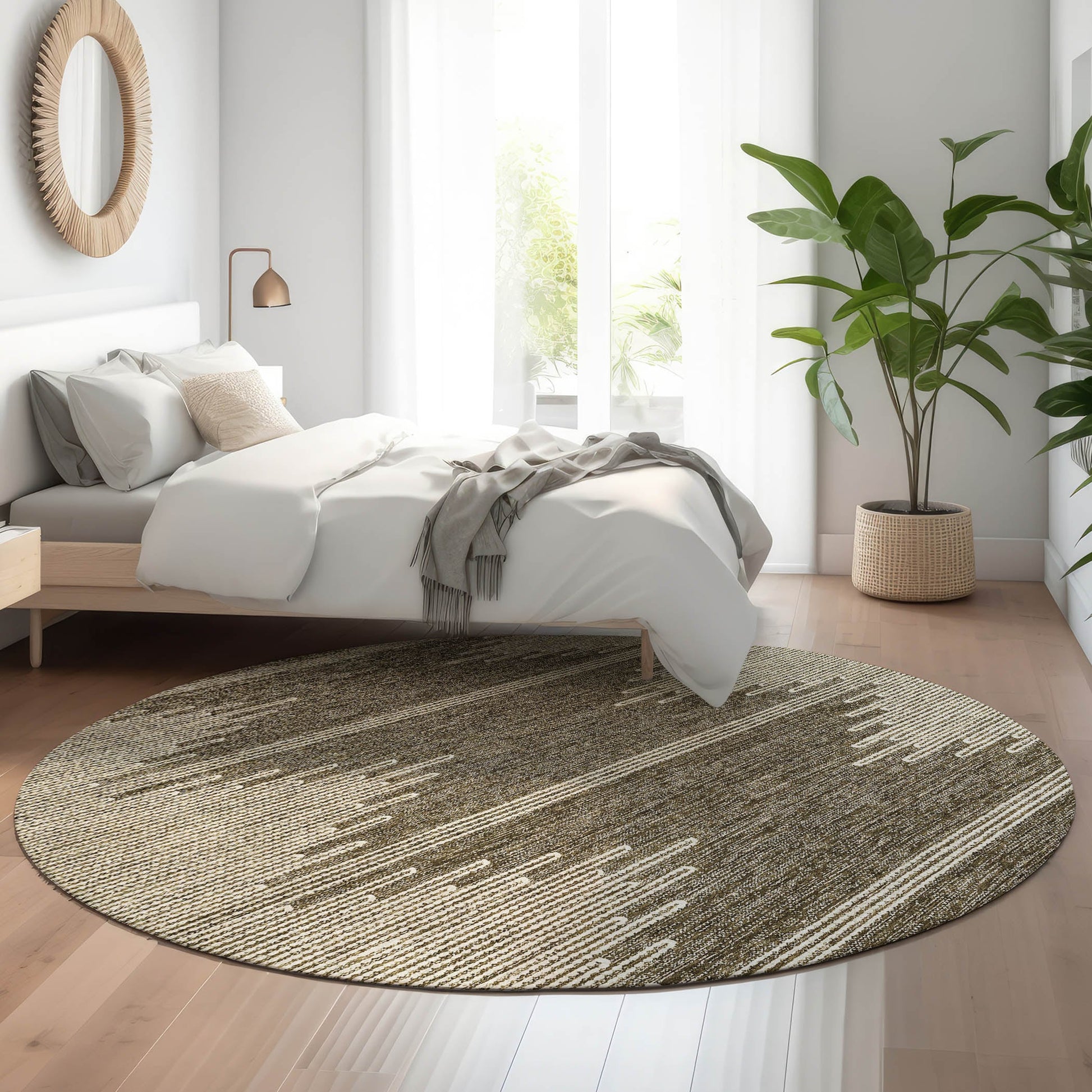 Addison Rugs Mayfield AMF647CF 8 x 8 (ft) Loomed Coffee Round Indoor Geometric Machine washable Pet Friendly Area rug