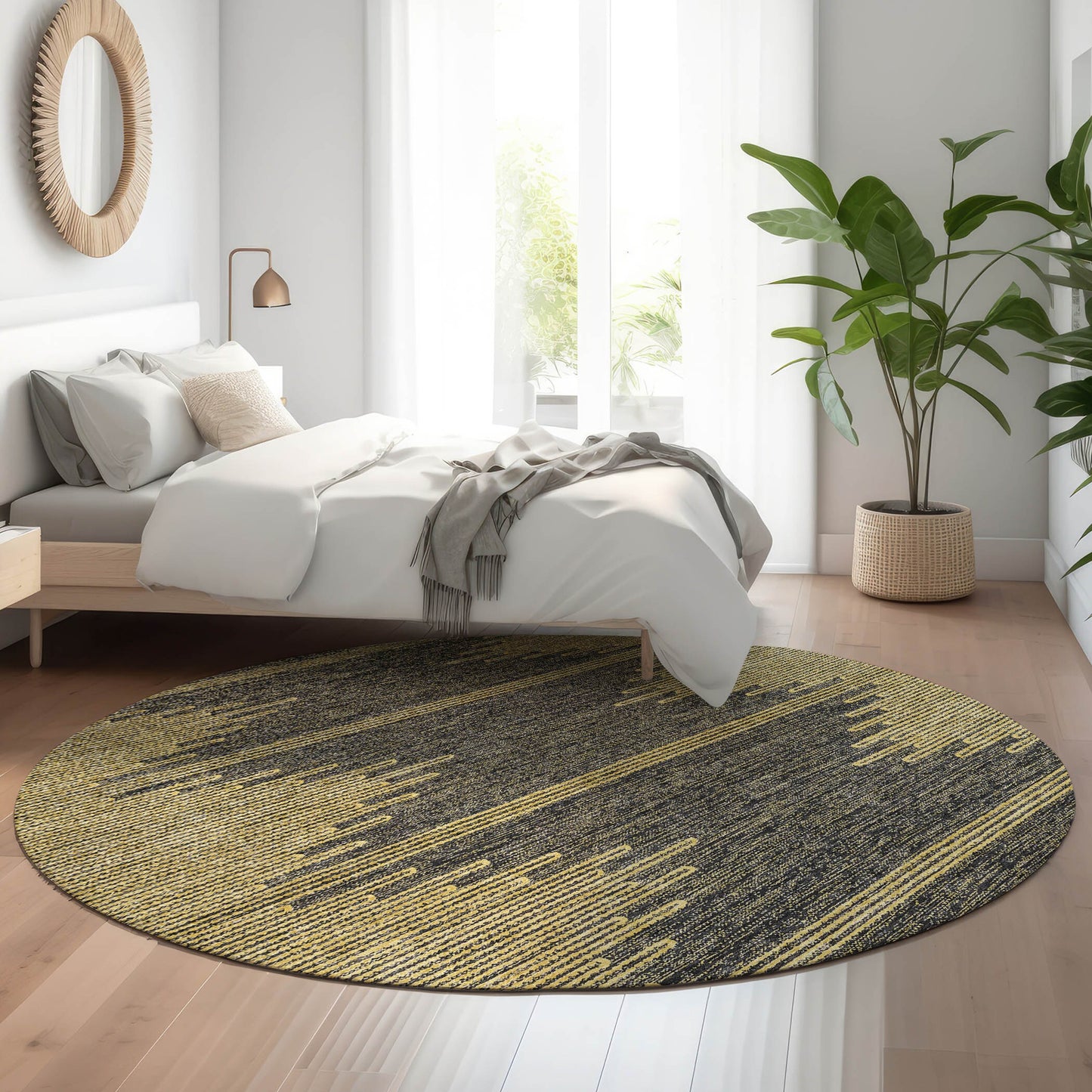 Addison Rugs Mayfield AMF647GR 8 x 8 (ft) Loomed Graphite Round Indoor Geometric Machine washable Pet Friendly Area rug