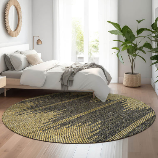 Addison Rugs Mayfield AMF647GR 8 x 8 (ft) Loomed Graphite Round Indoor Geometric Machine washable Pet Friendly Area rug